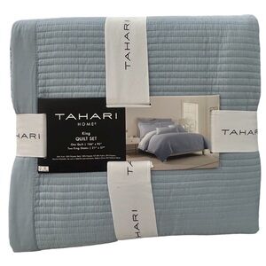 Tahari Blue Soft King Quilt Set 106”x92”